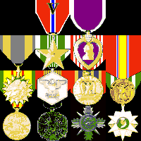 Bronze Star, Purple Heart, Air Medal, Army Commendation, Good Conduct, National Defense, Vietnam Service, RVN Gallantry Cross, RVN Honor, RVN Campaign