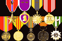 Bronze Star, Purple Heart (3), Air Medal, Good Conduct, National Defense, Vietnam Service, RVN Military Merit, RVN Gallantry Cross, RVN Campaign medals